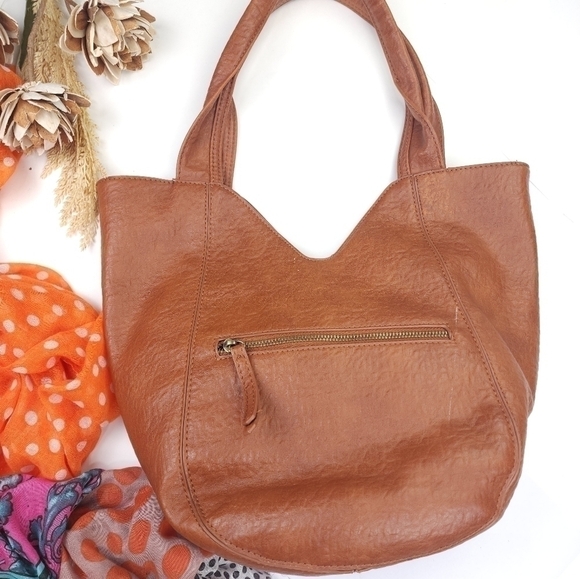 Anthropologie Camel Tan Brown Leather Hobo Tote - Picture 2 of 15